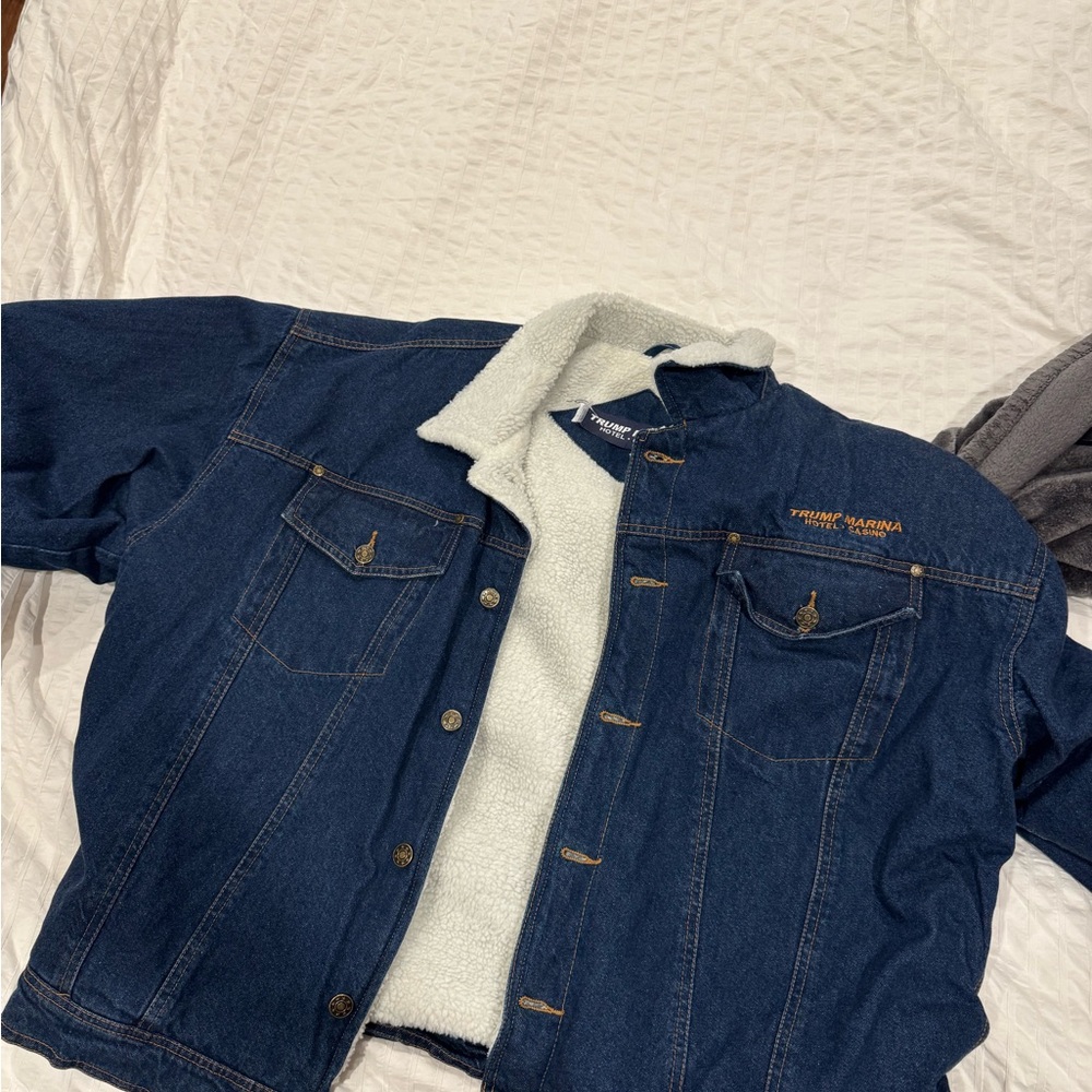 Trump Marina Hotel Denim Jacket with Sherpa Lining
